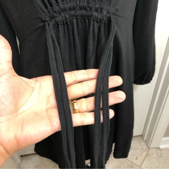 ASOS DESIGN Maternity Long Sleeve V Neckline Smock Black Dress drawstring Tie 8 - Picture 4 of 12